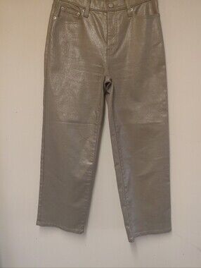 Banana Republic Women's Tan Metallic High rise Straight Cropped Pants Size 27/4